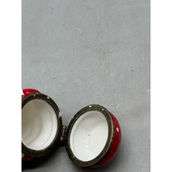 Vintage Santa Claus Trinket Box With Christmas Tree & Pipe Hand-Painted Ceramic - Picture 7 of 7